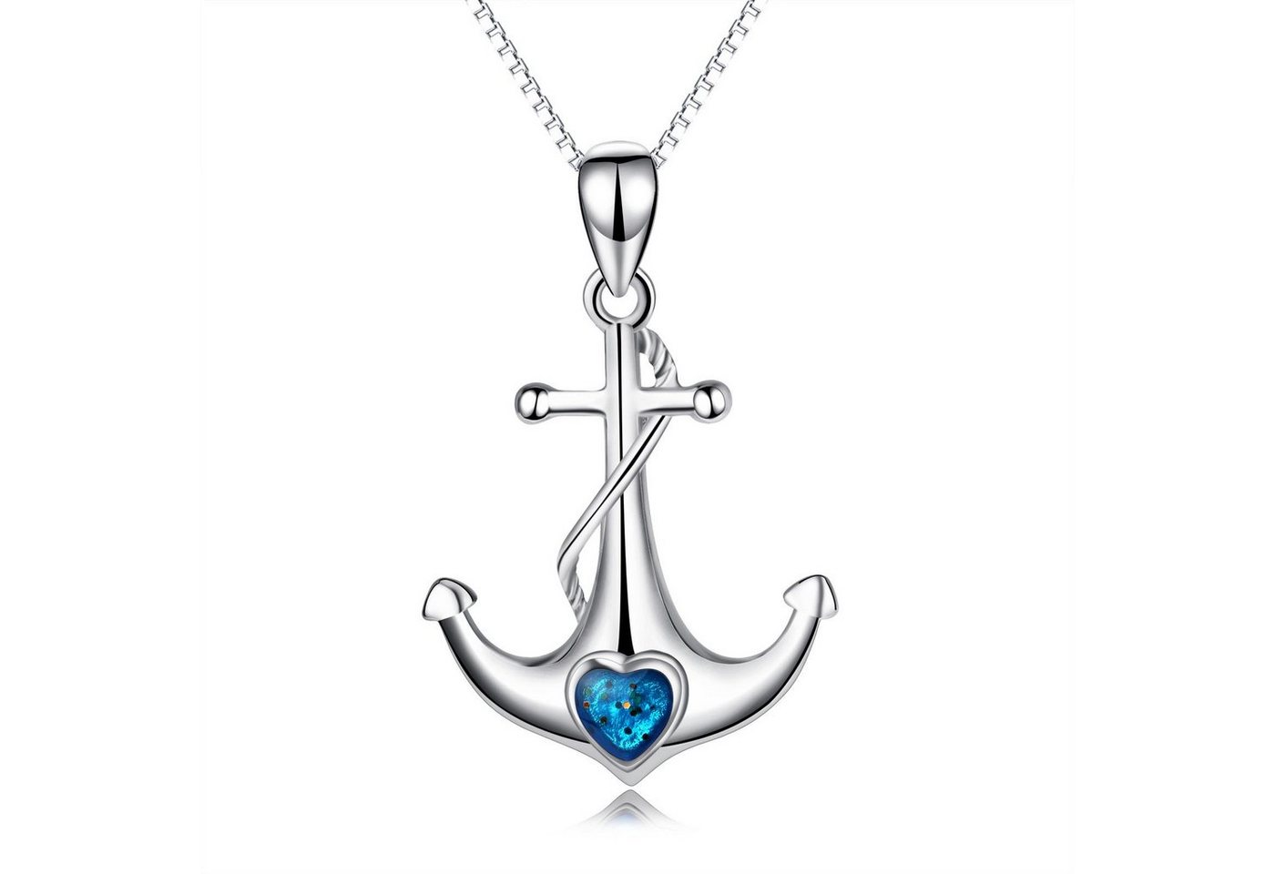 Schmuck-Elfe Kette mit Anhänger Anker Ahoi Love, 925 Sterling Silber von Schmuck-Elfe