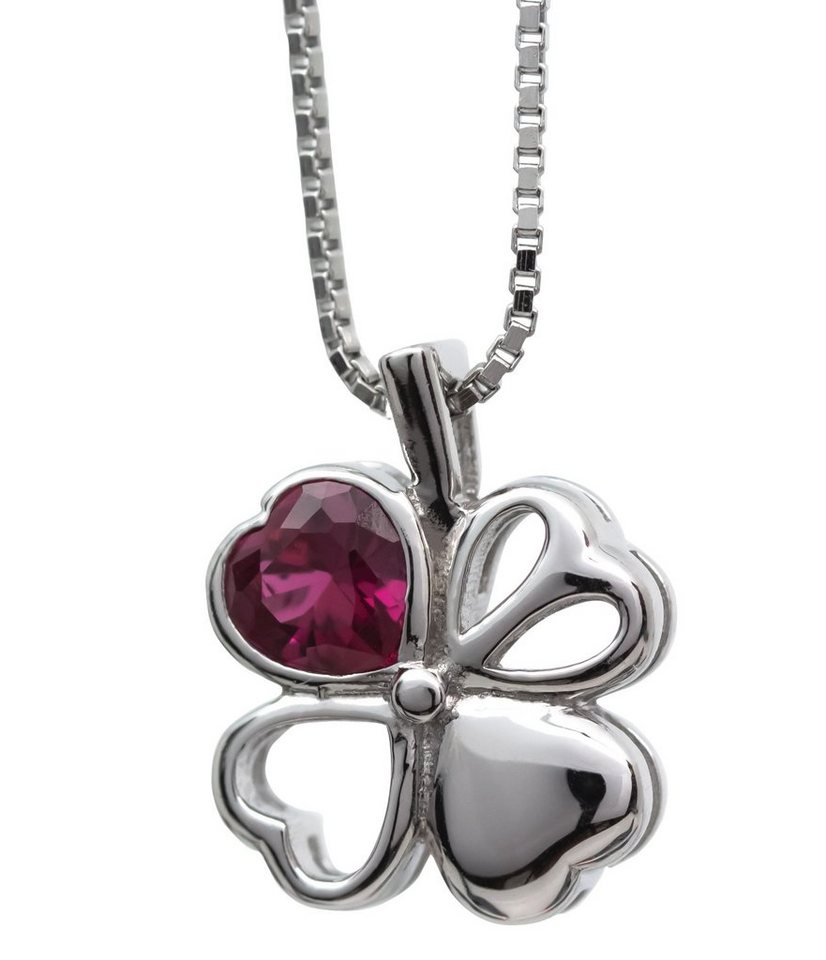 Schmuck-Elfe Kette mit Anhänger Clover Heart, 925 Silber von Schmuck-Elfe