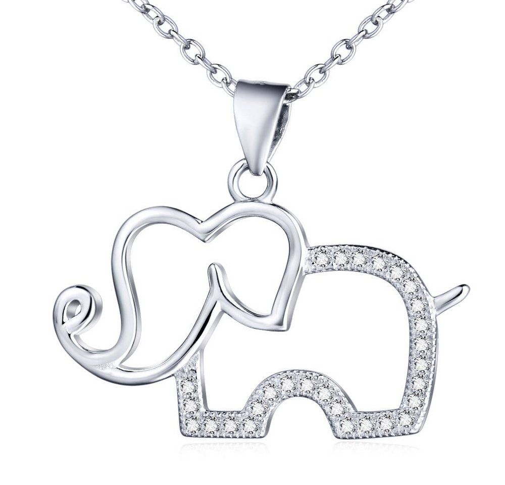 Schmuck-Elfe Kette mit Anhänger Elefant geschwungen, 925 Sterling Silber von Schmuck-Elfe