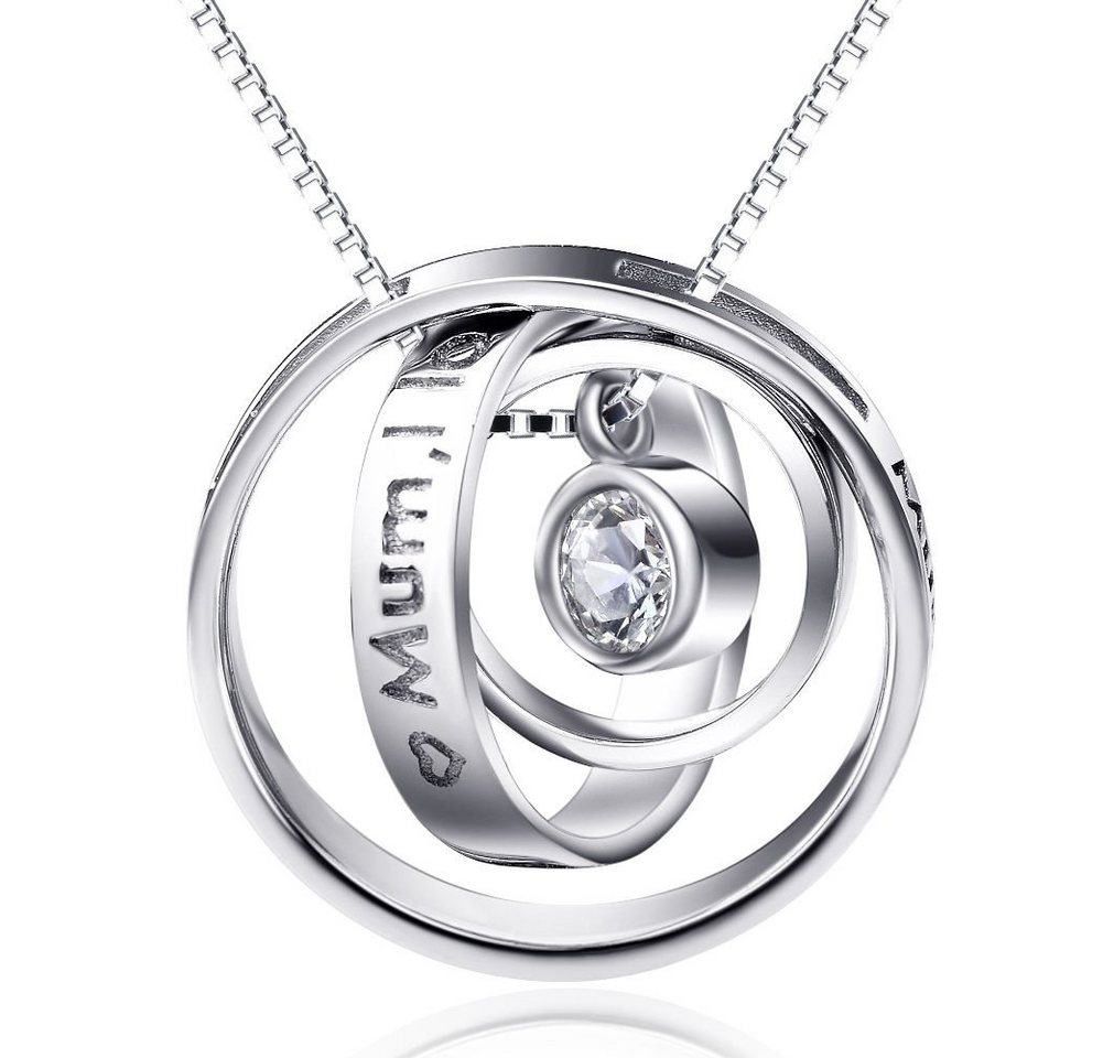 Schmuck-Elfe Kette mit Anhänger Galaxie Ringe Mum i love you, 925 Silber von Schmuck-Elfe