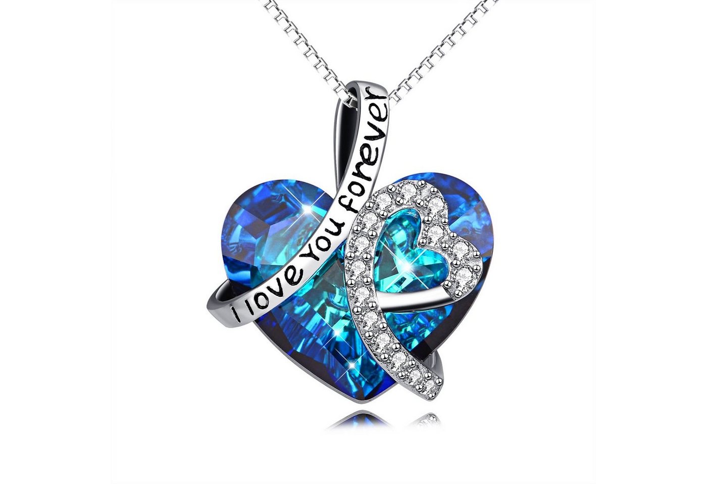 Schmuck-Elfe Kette mit Anhänger Herz I Love you forever, 925 Sterling Silber von Schmuck-Elfe