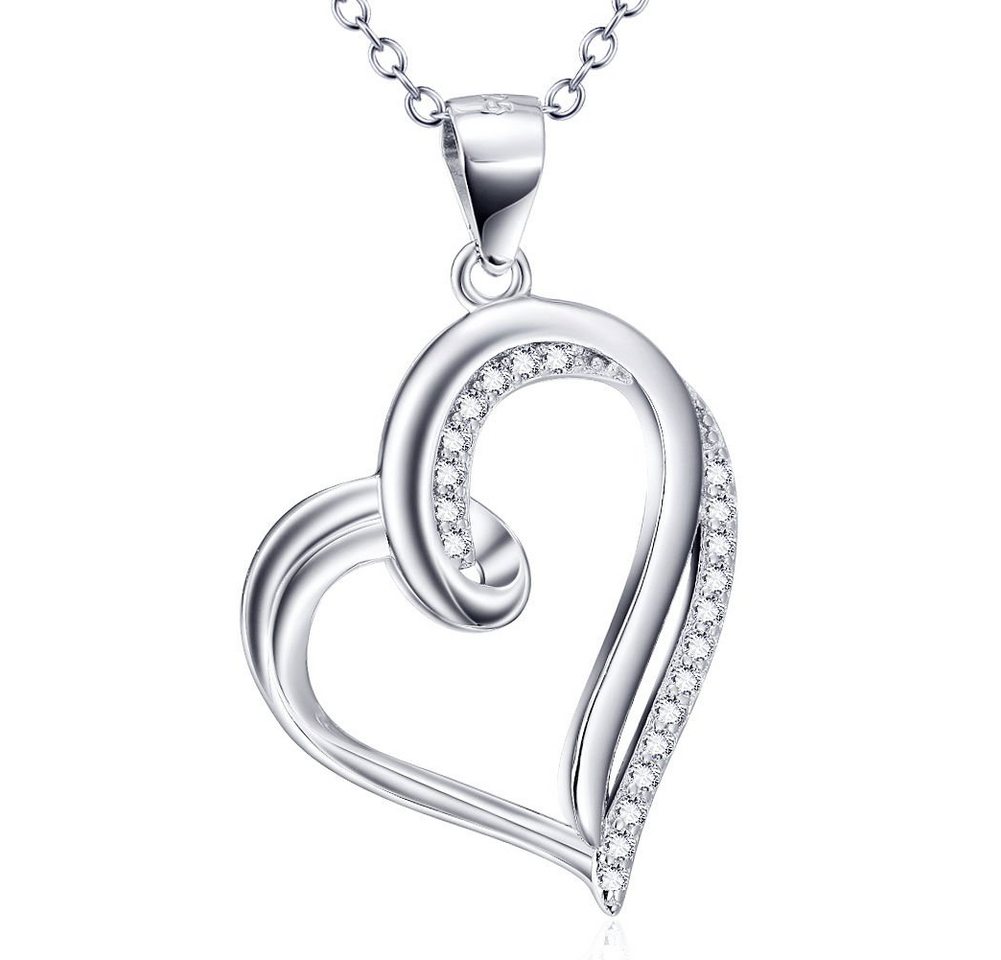 Schmuck-Elfe Kette mit Anhänger Herz Liebe, 925 Silber von Schmuck-Elfe