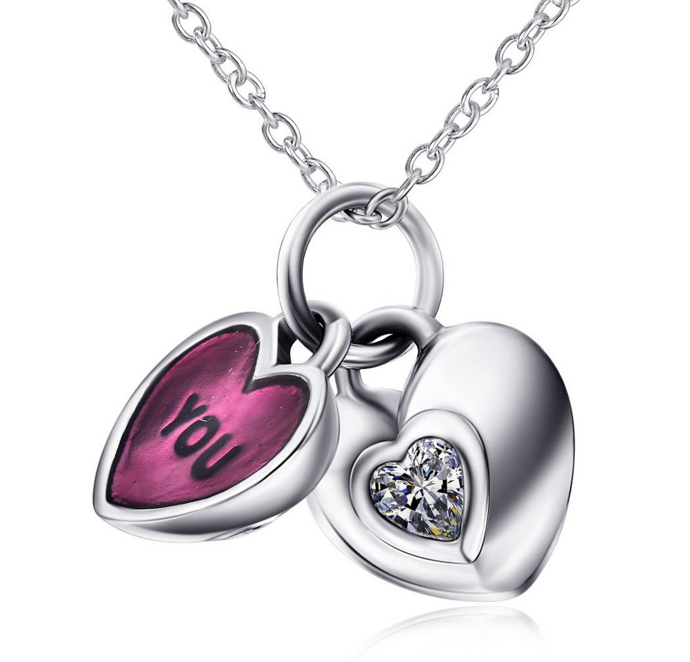 Schmuck-Elfe Kette mit Anhänger Herz You and Me, 925 Sterling Silber von Schmuck-Elfe