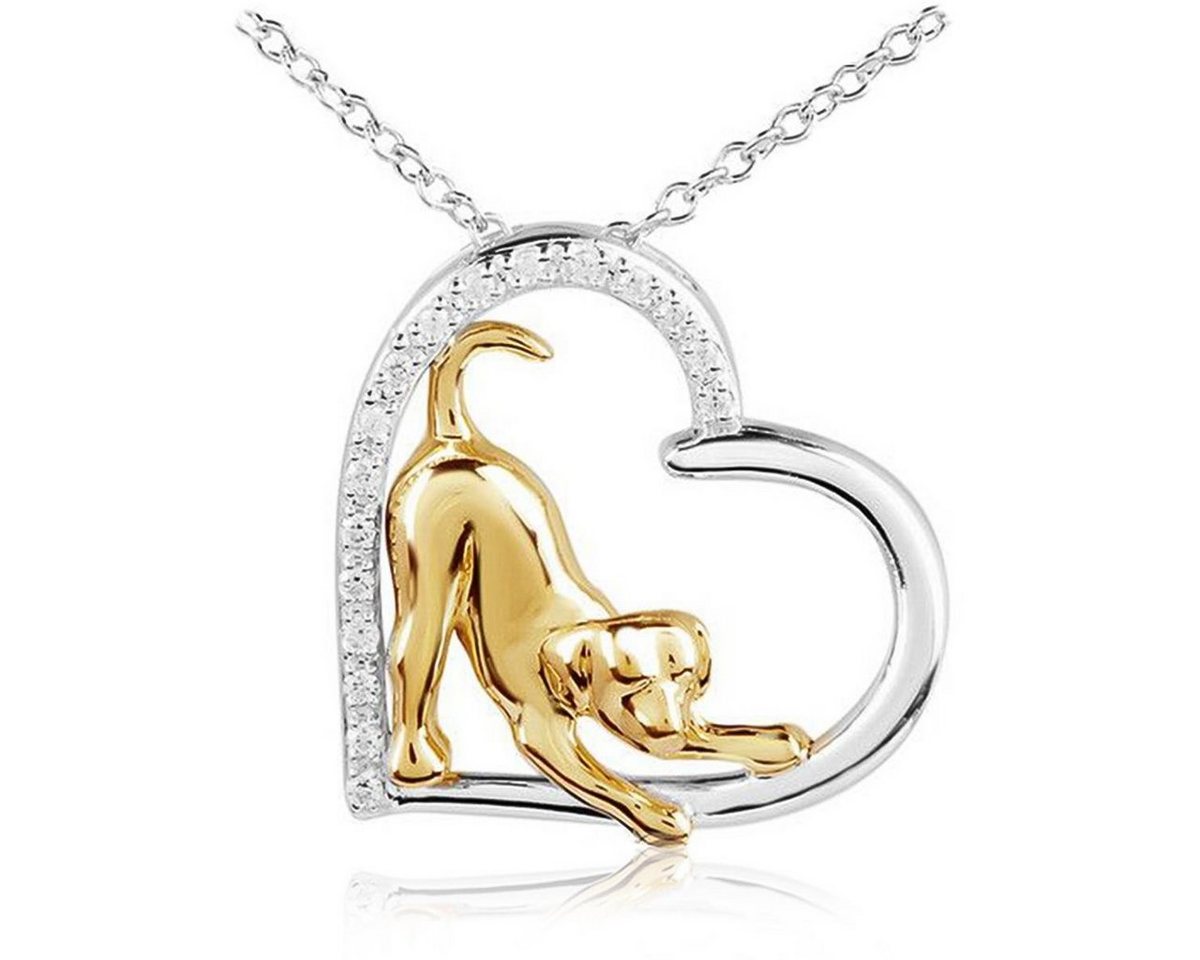 Schmuck-Elfe Kette mit Anhänger Hund Doggy Love, 925 Sterling Silber von Schmuck-Elfe