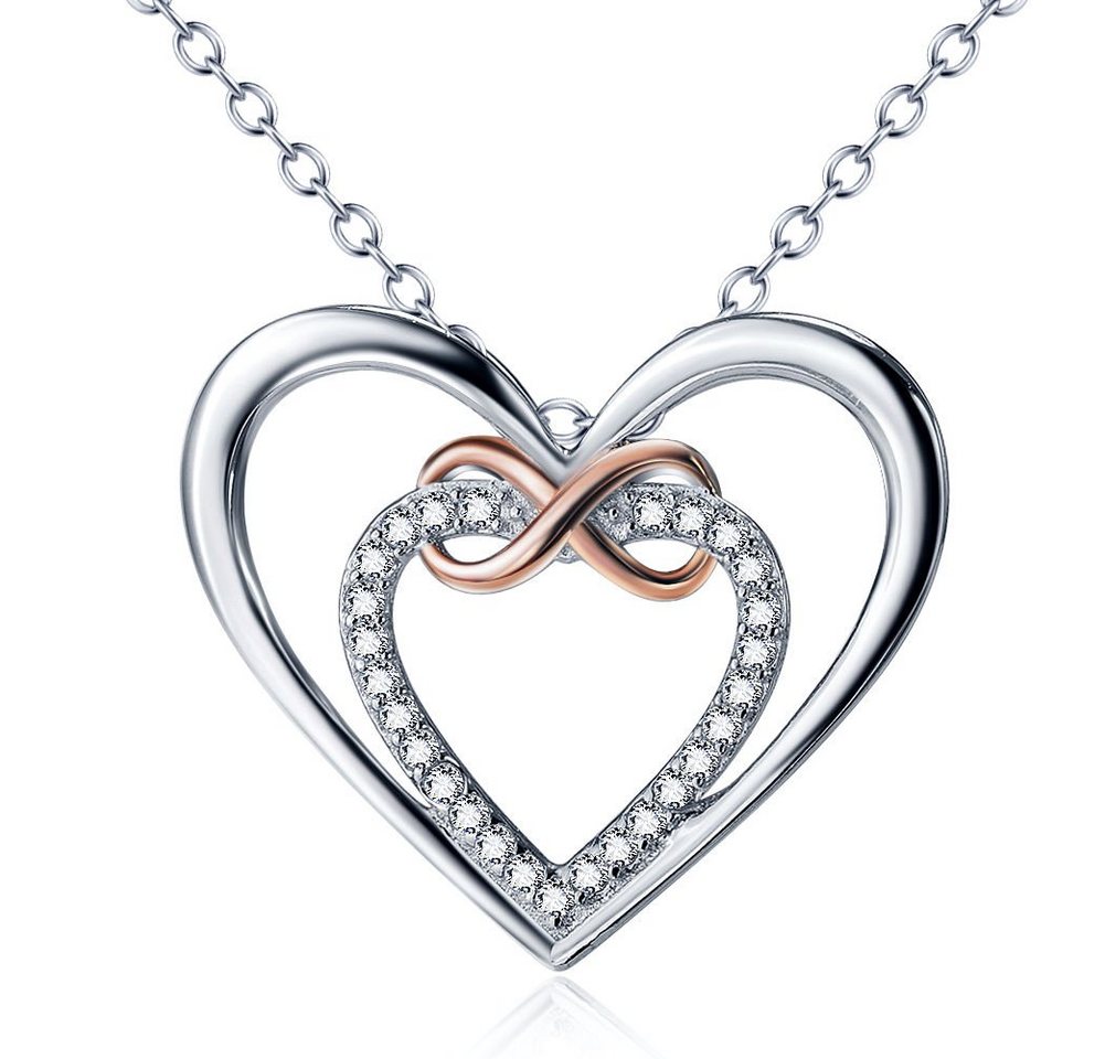 Schmuck-Elfe Kette mit Anhänger Infinity Heart, 925 Silber teilvergoldet von Schmuck-Elfe