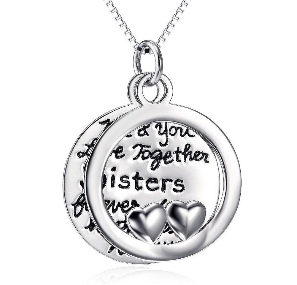 Schmuck-Elfe Kette mit Anhänger Me and You Sisters forever, 925 Silber coloriert von Schmuck-Elfe