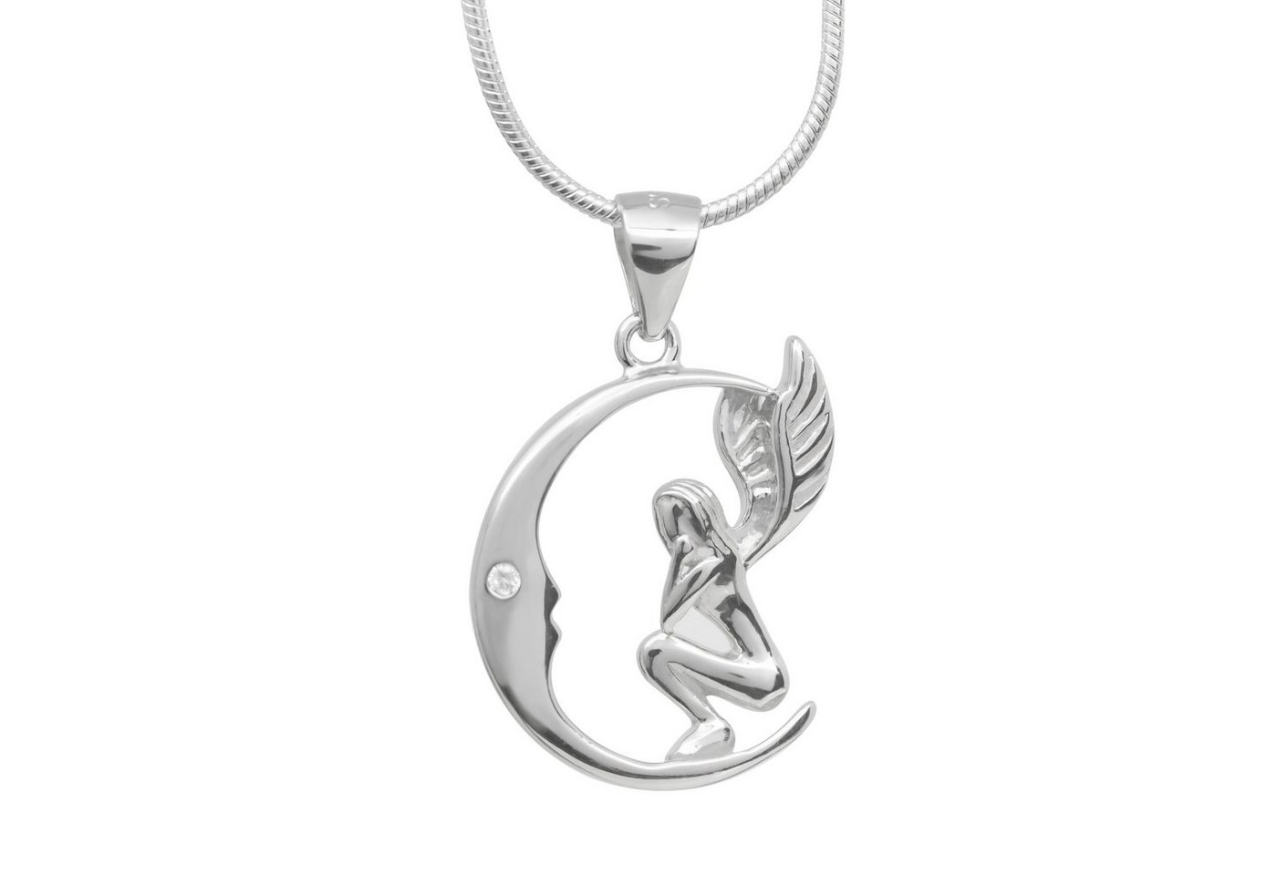 Schmuck-Elfe Kette mit Anhänger Mond Elfe, 925 Silber von Schmuck-Elfe