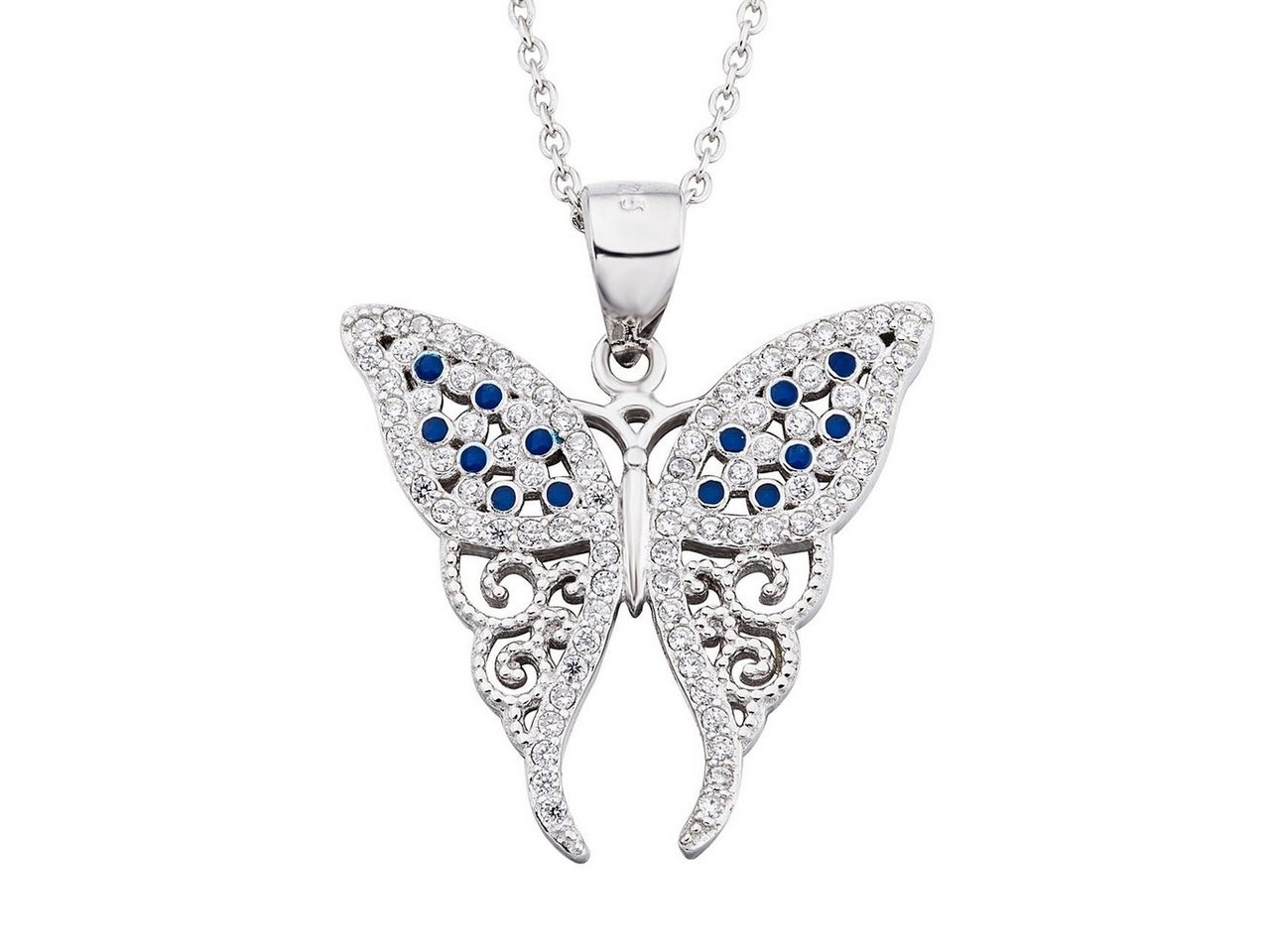 Schmuck-Elfe Kette mit Anhänger Oriental Butterfly, 925 Silber von Schmuck-Elfe