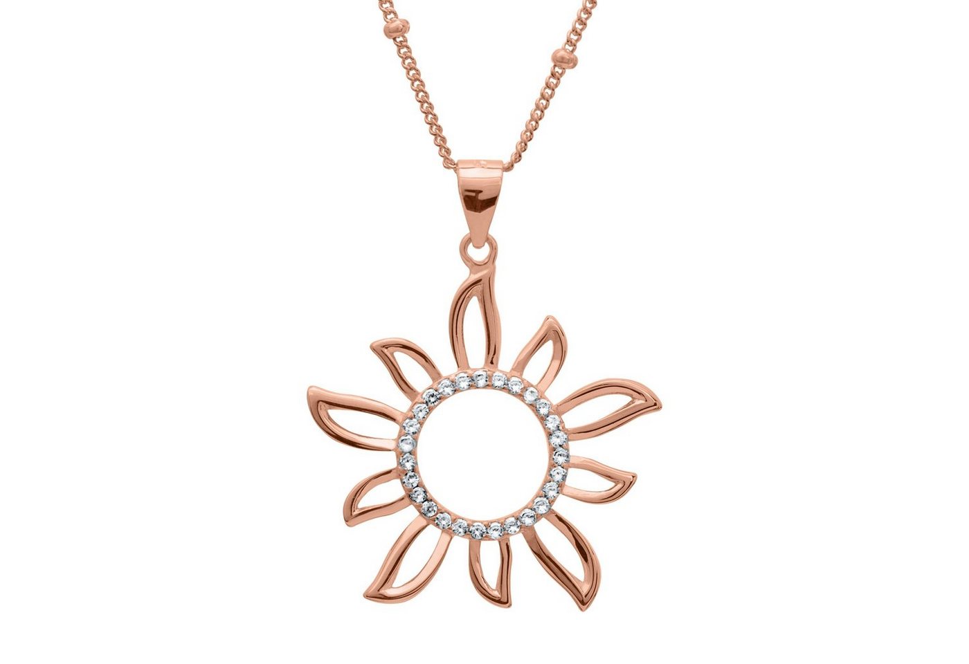 Schmuck-Elfe Kette mit Anhänger Sol Summer Breeze, 925 Silber rosévergoldet von Schmuck-Elfe