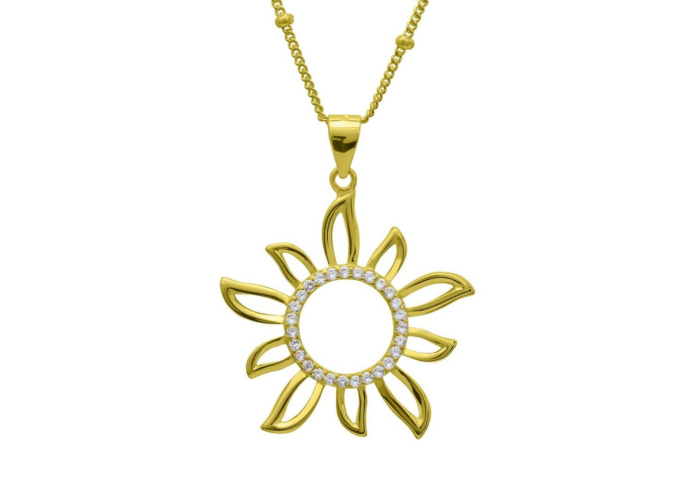 Schmuck-Elfe Kette mit Anhänger Sol Sunshine, 925 Silber vergoldet von Schmuck-Elfe