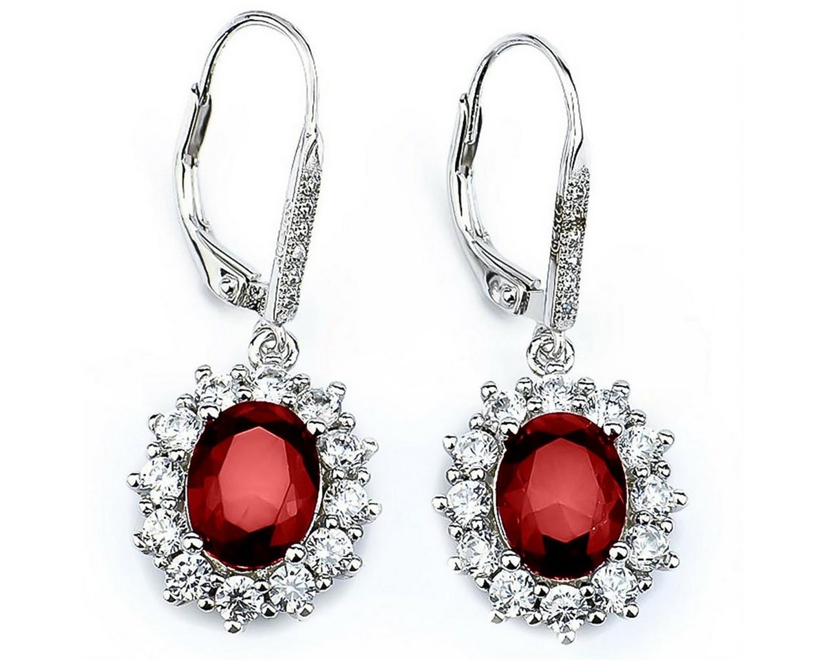 Schmuck-Elfe Paar Ohrhänger Rubin rot, 925 Sterling Silber von Schmuck-Elfe