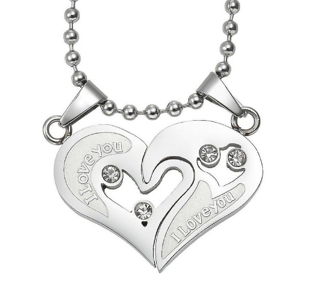 Schmuck-Elfe Partnerkette Herz I Love You Classic (Set), 4tlg. Set von Schmuck-Elfe