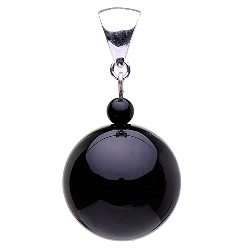 Anhänger aus Onyx schwarz & 925er Silber Kugel Ø18mm glatt Halsschmuck Onyxanhänger Damen von Schmuck Krone