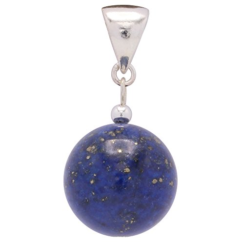 Anhänger aus echtem Lapis-Lazuli & 925 Silber Kugel Edelstein dunkel-blau glatt Damen von Schmuck Krone