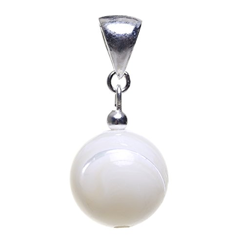 Anhänger aus echtem Perlmutt & 925 Silber Kugel 12mm creme-gelb Halsschmuck Damen von Schmuck-Krone - Edelsteinschmuck
