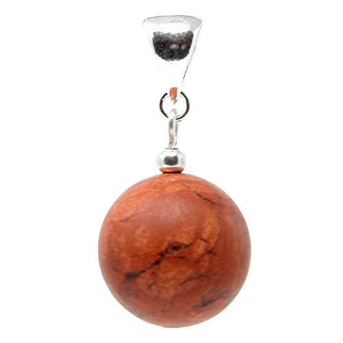 Anhänger aus rotem Jaspis Blutjaspis 925er Silber braunrot Kugel Halsschmuck Damen von Schmuck Krone