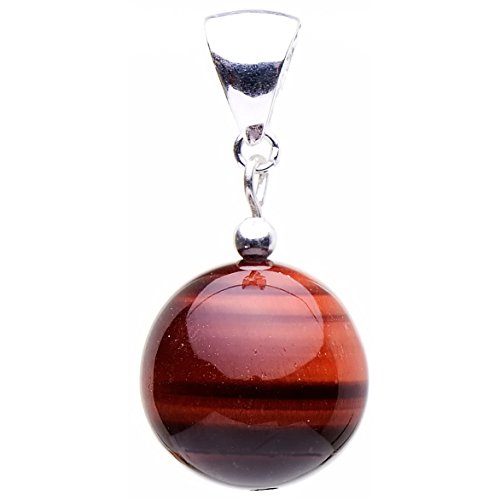 Anhänger aus rotem Tigerauge & 925 Silber rot-braun glatt Kugel Halsschmuck Damen von Schmuck-Krone - Edelsteinschmuck