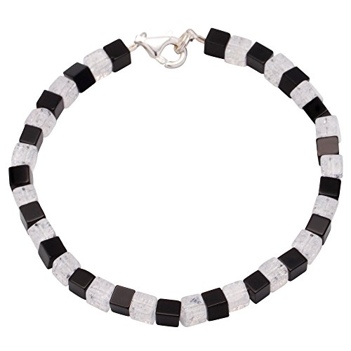 Armband aus Onyx & Bergkristall & 925 Silber schwarz weiß fein Armschmuck Armband aus Onyx & Bergkristall & 925 Silber schwarz weiß fein Armschmuck von Schmuck-Krone - Edelsteinschmuck