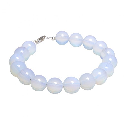 Armband aus Opalit - Mondstein & 925 Silber zart Armschmuck Armkette Damen von Schmuck-Krone - Edelsteinschmuck
