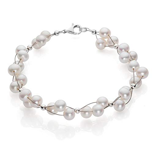 Armband aus SüÃŸwasser Perlen Zuchtperlen creme-weiÃŸ Armschmuck Damen Hochzeit von Schmuck-Krone - Edelsteinschmuck
