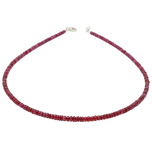 Kette Collier aus echtem Rubin & 925 Silber Edelsteinkette rot Rubinkette für Damen von Schmuck Krone