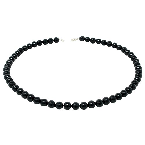 Kugel-Kette Collier Halsschmuck aus Onyx schwarz 925 Silber schlicht klassisch 48cm von Schmuck-Krone - Edelsteinschmuck