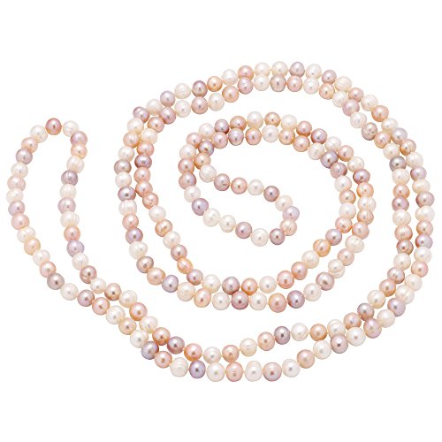 Lange Kette aus Perlen Süßwasserperlen multicolor weiß rosa violett endlos Perlenkette für Damen Lange Kette aus Perlen Süßwasserperlen multicolor weiß rosa violett endlos Perlenkette für Damen von Schmuck Krone