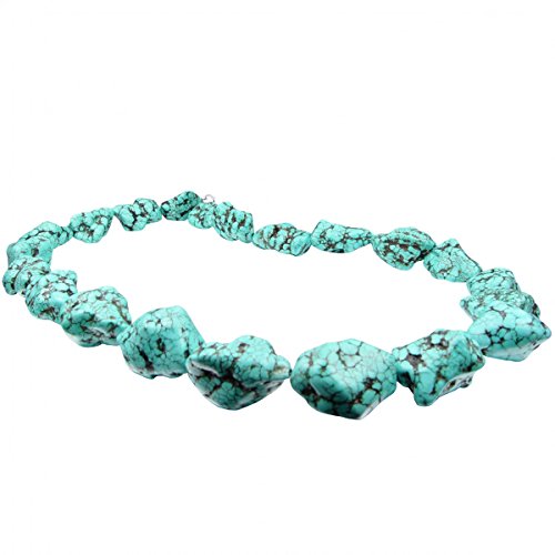 Massive Halskette Collier aus Türkis-Howlith im Verlauf 925 Silber Edelstein-Kette Natursteine 60cm von Schmuck-Krone - Edelsteinschmuck