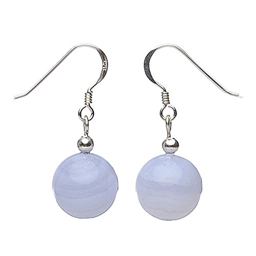 Ohrringe Ohrhänger Chalzedon Bandachat Ã˜12mm hellblau & 925er Silber Ohrschmuck Damen von Schmuck Krone