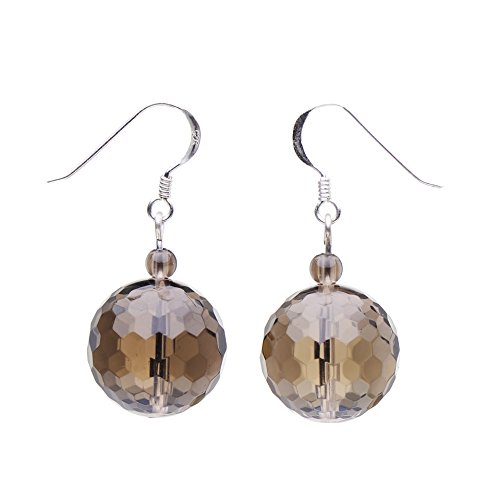 Ohrringe Ohrhänger aus Rauchquarz Kugel zart-braun facettiert 925 Silber Ohrschmuck von Schmuck Krone