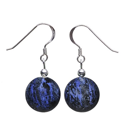 Ohrringe Ohrhänger aus Dumortierit Kugel dunkelblau-violett & 925 Silber Ohrschmuck von Schmuck Krone