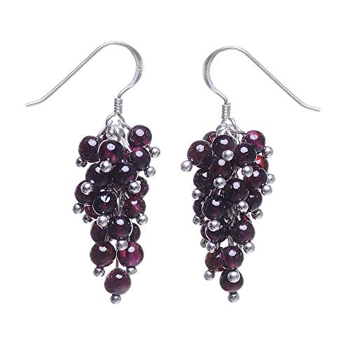 Ohrringe Ohrhänger aus Granat & 925 Silber Trauben rot dunkelrot Ohrschmuck Damen von Schmuck Krone