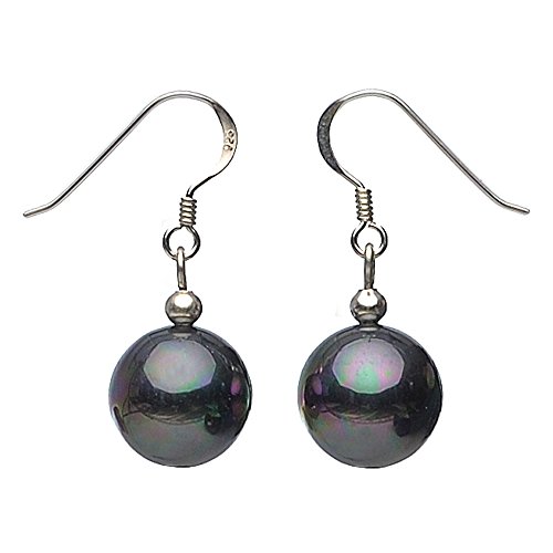 Ohrringe Ohrhänger aus Muschelkernperlen & 925 Silber grau Anthrazit Damen Ohrringe Ohrhänger aus Muschelkernperlen & 925 Silber grau Anthrazit Damen von Schmuck-Krone - Edelsteinschmuck