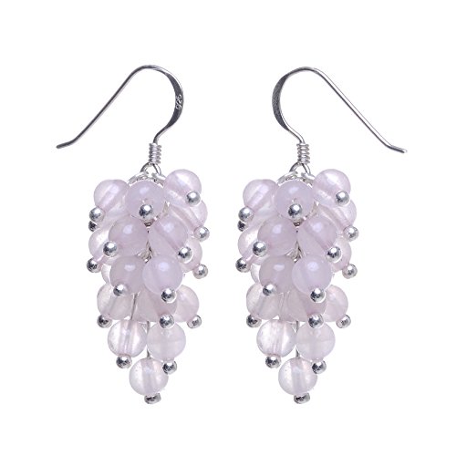 Ohrringe Ohrhänger aus Rosenquarz & 925 Silber rose Trauben Ohrschmuck für Damen von Schmuck Krone