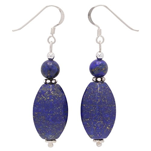 Ohrringe Ohrhänger aus echtem Lapis-Lazuli & 925 Silber blau Ohrschmuck Damen von Schmuck Krone
