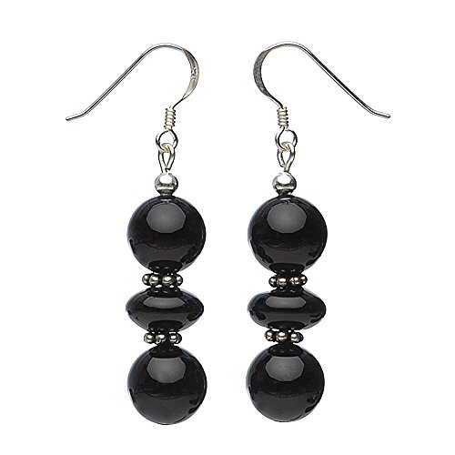 Ohrringe Ohrhänger aus echtem Onyx & 925 Silber schwarz Ohrschmuck Damen von Schmuck Krone