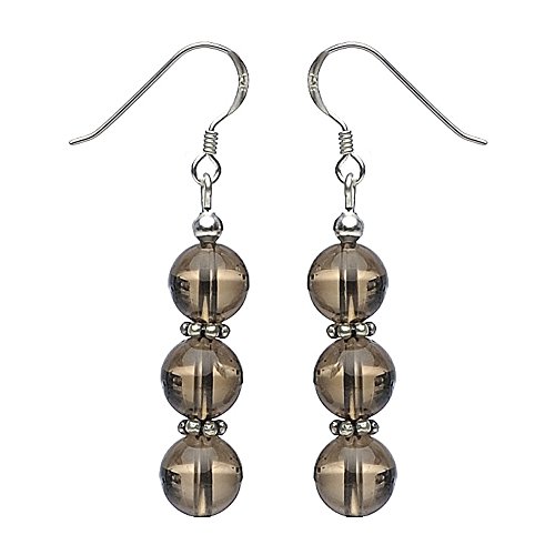 Ohrringe Ohrhänger aus echtem Rauchquarz & 925 Silber braun Ohrschmuck Damen von Schmuck Krone