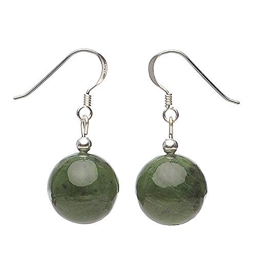 Ohrringe Ohrhänger aus echter Jade 925 Silber grün dunkelgrün Ohrschmuck Damen von Schmuck Krone