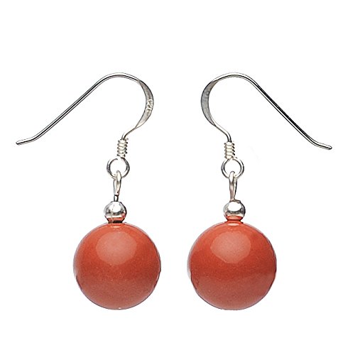 Ohrringe Ohrhänger roter Jaspis Blutjaspis & 925 Silber rot-braun Ohrschmuck Damen von Schmuck Krone