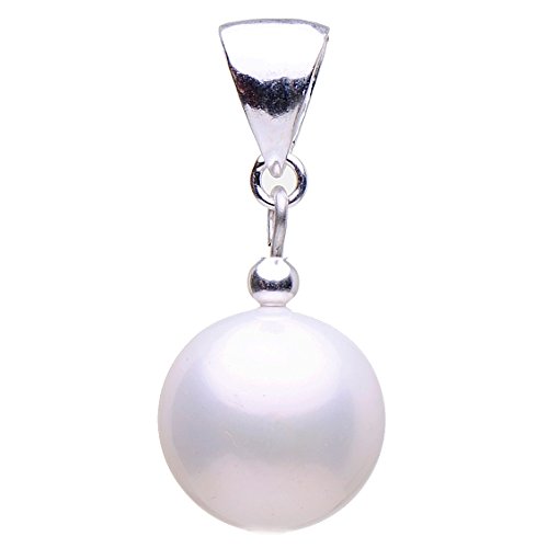 Perlenanhänger Anhänger Perle Muschelkernperle & 925er Silber Ø 14mm creme weiß Damen von Schmuck Krone