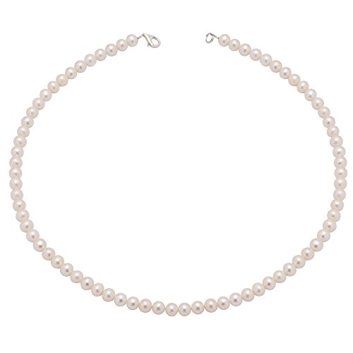 Perlenkette Kette Collier echte Perlen creme-weiß klassisch Halsschmuck Brautschmuck Damen von Schmuck Krone