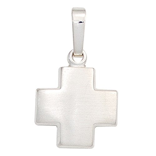 Anhänger Kreuz Kreuzchen 925 Silber breit symmetrisch matt Silberkreuz Unisex von Schmuck Krone
