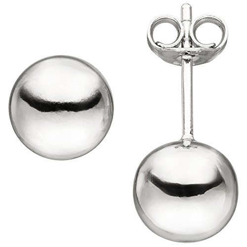 Ohrstecker Ohrringe Kugel 8mm Kügelchen glänzend 925 Silber rhodiniert von Schmuck Krone