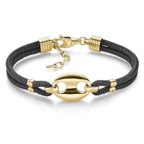 14,5mm Armband Schiffsanker 585 Gold Gelbgold massiv mit Textilband 18-21cm von Schmuck Krone