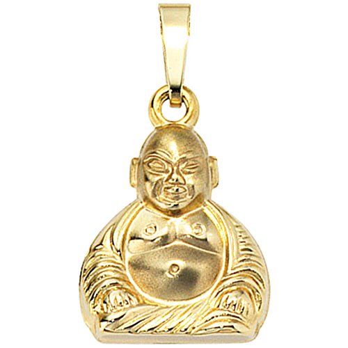 Anhänger Buddha aus 333 Gold Gelbgold Goldanhänger teilmattiert Schmuck Unisex von Schmuck Krone