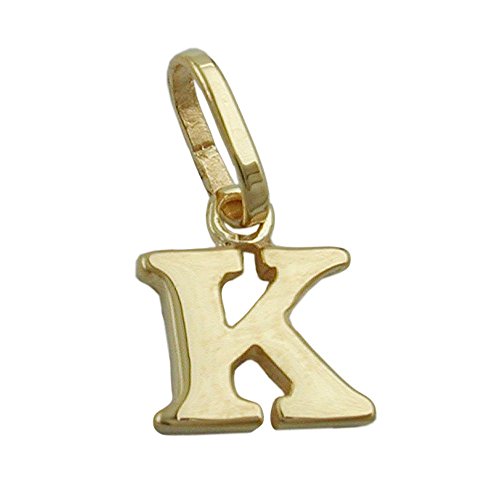 Anhänger Einhänger ' K ' Goldbuchstabe Buchstabe aus 375 Gold Gelbgold Unisex von Schmuck Krone