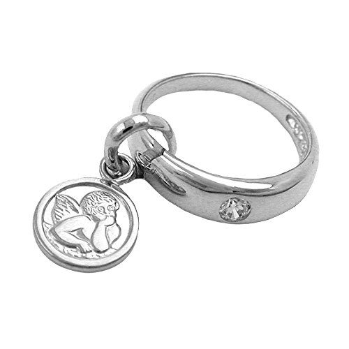 Anhänger Taufring mit Engel Zirkonia 925 Silber für Babys Kinder von Schmuck Krone