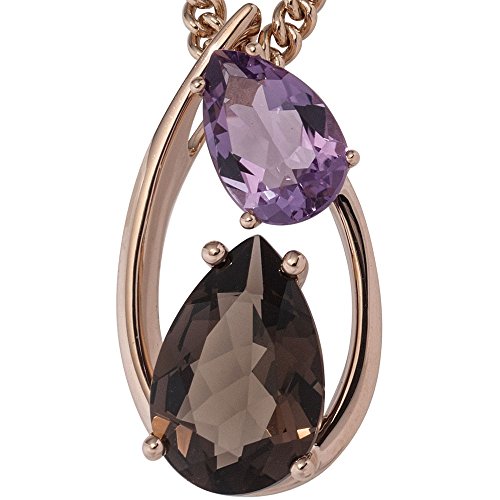 Anhänger aus Rauchquarz braun & Amethyst lila in Tropfenform 585 Gold Rotgold von Schmuck Krone