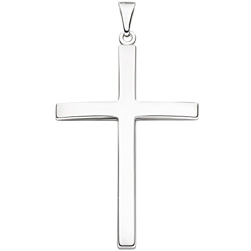 Anhänger großes XXL Kreuz aus 925 Silber massiv schlicht rhodiniert 58,4x36,1mm von Schmuck Krone