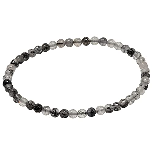 Armband Armschmuck aus Turmalinquarz grau-schwarz Ø4mm endlos dehnbar 18,5cm von Schmuck Krone